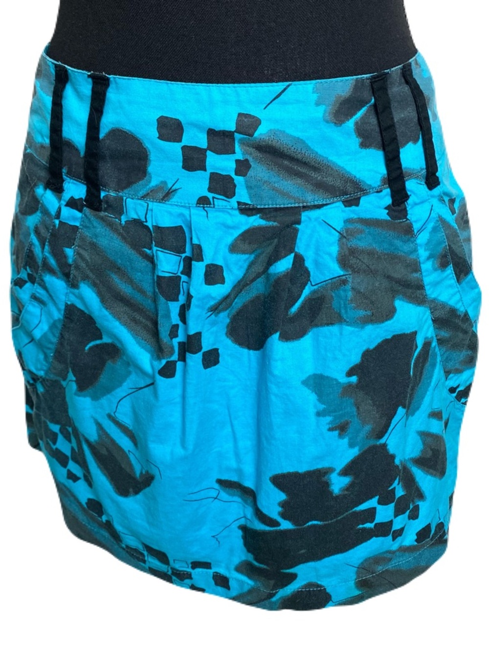 Y2K Vans Floral Checkered Blue & Black Patterned Skirt Women’s 5
